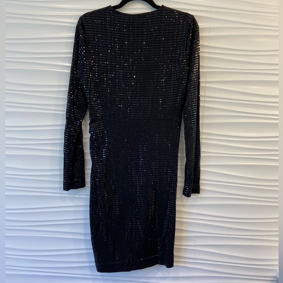 NWT Zara Black Sparkly Ruched Festive Party Dress - Picture 15 of 17